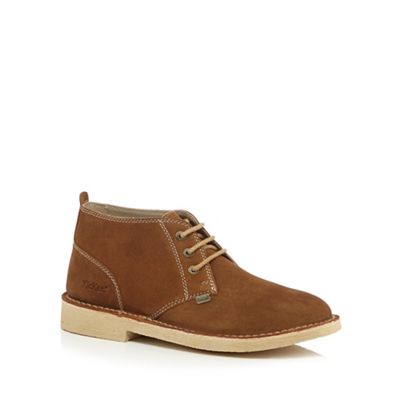 Kickers Tan suede lace up ankle boots